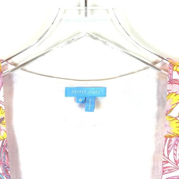 Draper James Fit & Flare Floral Mini 100% Linen Dress Women 6 Cottage Boho Party - Picture 6 of 8